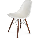 Modernica Case Study Walnut Dowel Side Shell Chair | Chrome/White FIB-W-DOS-CHR-WAL