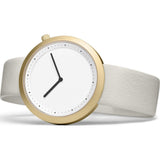 Bulbul Facette 04 Men's Watch | Matte Golden Steel on Cream White Italian Leather