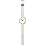 Bulbul Facette 04 Men's Watch | Matte Golden Steel on Cream White Italian Leather