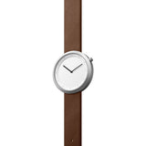 bulbul Facette 07 Watch | Matte Steel on Brown Italian Leather F07