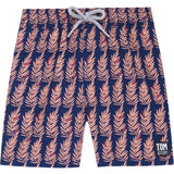 Tom & Teddy Boy's Fern Swim Trunk | Navy & Pink / 11-12