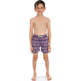 Tom & Teddy Boy's Fern Swim Trunk | Navy & Pink / 9-10