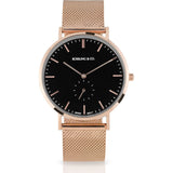 Rossling & Co. Classic 40mm Mesh Stainless Steel Watch | Rose Gold/Black/Rose Gold- RO-001-029