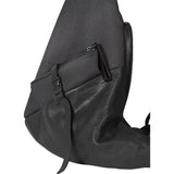 Cote&Ciel Ganges Alias Split Cowhide Leather Medium Backpack | Agate Black/Charcoal Canvas 28373
