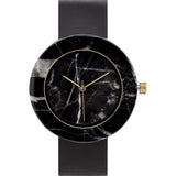 Analog Mason Genuine Black Marble Circular Watch | Black Strap gb-bo