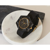 Analog Mason Genuine Black Marble Hex Watch | Black Strap gb-bx