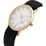Analog Classic Genuine White Marble Watch | Black Strap GB-CW