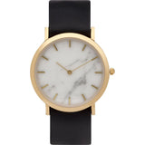 Analog Classic Genuine White Marble Watch | Black Strap GB-CW