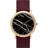 Analog Classic Genuine Black Marble Watch | Cherry Strap GC-CB