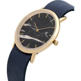 Analog Classic Genuine Black Marble Watch | Navy Strap GN-CB