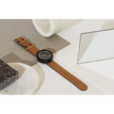 Analog Mason Genuine Black Marble Circular Watch | Tan Strap gt-bo