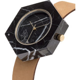 Analog Mason Genuine Black Marble Hex Watch | Tan Strap gt-bx