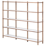Nuevo Justin 5 Tier Shelving | White And Grey / Walnut HGEM753