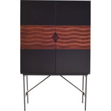Nuevo Swell Bar Cabinet | Black / Walnut / Metal Base HGPM107