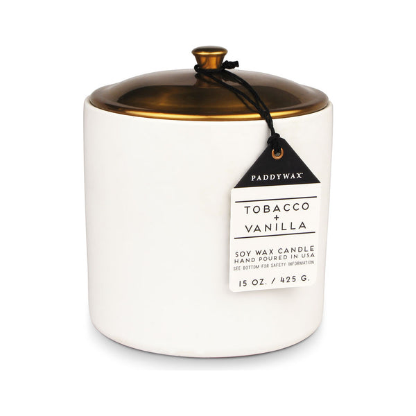 Paddywax Hygge 3 Wick Candle in Ceramic Vessel | Tobacco + Vanilla HY17