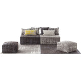 Gan Canevas Abstract Square Pouf Ottoman | Silver/Light Gray 02CN28693CL90