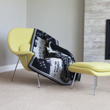 Faribault Brooklyn Map Wool Throw | Black 14589 50x65