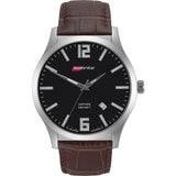 Isobrite Grand Slimline Series ISO907 Black-Brown Watch | Leather