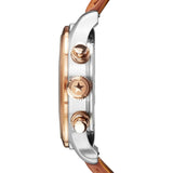 Jack Mason Blue Aviator Chrono Two Tone Watch | Tan Leather JM-A102-402