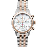 Jack Mason White Aviator Chronograph Watch 36mm | Two Tone Steel JM-A202-224