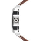 Jack Mason Navy Aviator Sub Second Stainless Steel Watch | Brown Leather JM-A301-001