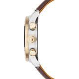 Jack Mason White Nautical Chronograph Two Tone Watch | Brown Leather Strap JM-N102-324