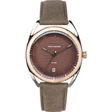 Jack Mason Mauve Deck 3 Hand Two Tone Watch | Gray Leather JM-N501-104