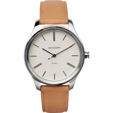 Jack Mason White Slim Stainless Steel 2-Hand Watch 38mm | Camel leather JM-S401-001