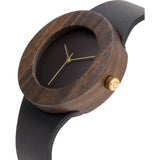 Analog Carpenter Leather & Blackwood Wood Watch | No Markings