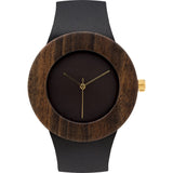 Analog Carpenter Leather & Blackwood Wood Watch | No Markings
