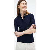Lacoste Slim Fit Stretch Pique Women's 3/4 Sleeve Polo Shirt | Navy Blue