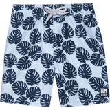 Tom & Teddy Boy's Leaves Swim Trunk | Misty Blue & Navy / 11-12