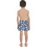 Tom & Teddy Boy's Leaves Swim Trunk | Misty Blue & Navy / 1-2