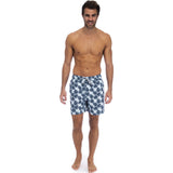 Tom & Teddy Men's Leaves Swim Trunk | Misty Blue & Navy / XL