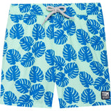 Tom & Teddy Boy's Leaves Swim Trunk | Pale Green & Blue / 11-12