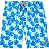 Tom & Teddy Men's Leaves Swim Trunk | Pale Green & Blue / 2XL