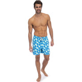 Tom & Teddy Men's Leaves Swim Trunk | Pale Green & Blue / XL
