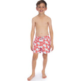 Tom & Teddy Boy's Leaves Swim Trunk | Sky Blue & Red / 9-10