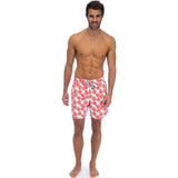 Tom & Teddy Men's Leaves Swim Trunk | Sky Blue & Red / XL