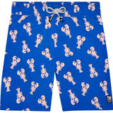 Tom & Teddy Men's Lobster Swim Trunk | Mid Blue/Pink
