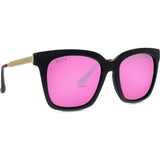 DIFF Eyewear Bella Sunglasses | Matte Black + Pink Mirror + Polarized