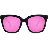 DIFF Eyewear Bella Sunglasses | Matte Black + Pink Mirror + Polarized