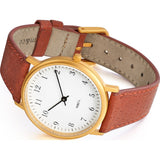 Projects Watches M&Co Bodoni Brass Watch | White 7401BR-BR