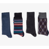 Hook & Albert 4-Pack of Dress Socks | Navy/Coral/Charcoal/Raid NRDSX-1807