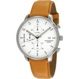Issey Miyake C White Chronograph Watch | Tan Leather NYAD004Y