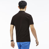 Lacoste Gray Croc Pique Men's Polo Shirt | Black