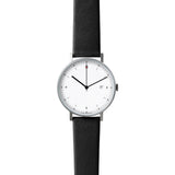 VOID PKG01 Brushed Round White Watch | Black Leather PKG01-SI/BL/WH