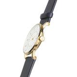 squarestreet SQ38 Plano Polished Gold Stainless Steel Watch | Eggshell White/Navy Leather SQ38 PS-08