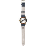 squarestreet SQ38 Plano Polished Gold Stainless Steel Watch | Eggshell White/Navy Leather SQ38 PS-08