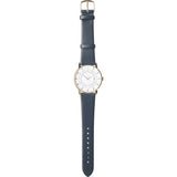 squarestreet SQ38 Plano Polished Gold Stainless Steel Watch | Eggshell White/Navy Leather SQ38 PS-08